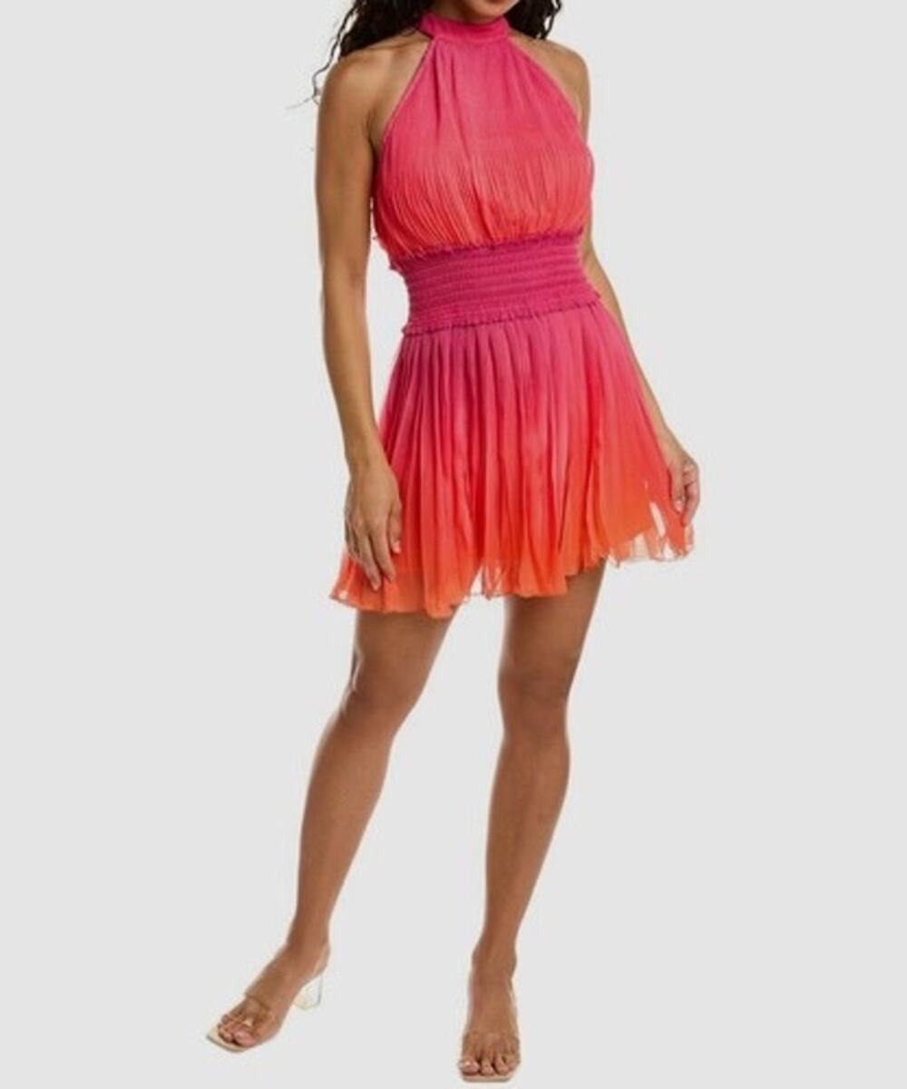 Rococo Sand Pink Skye Pleated Mini Dress Women's Pink Orange Size Large
